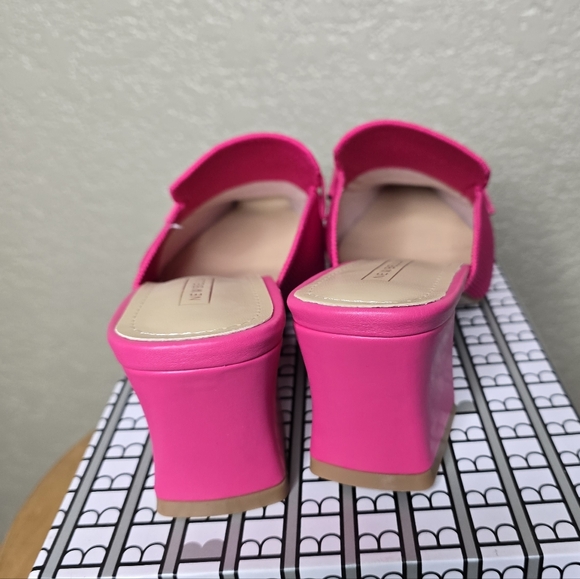 NIB! Ladies Sz. 7.5 NEWBELLA Block-heeled Mules In Pink - Picture 4 of 4